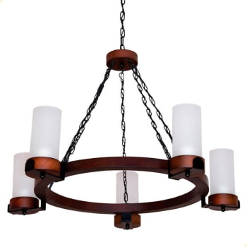 Lustre Muller Country Redondo 5 Lâmpadas Envelhecido 1105E