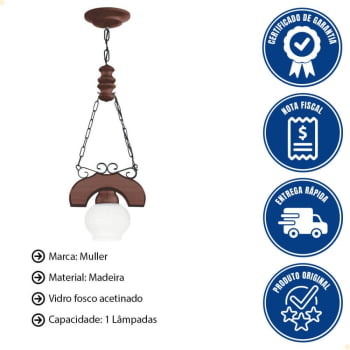 Lustre Muller Canga 1 Lâmpada Envelhecido 401E