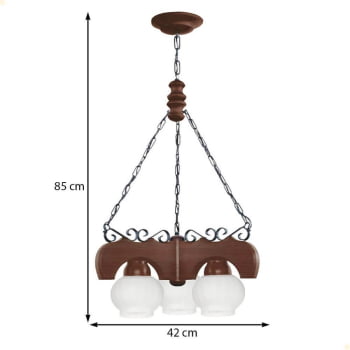Lustre Muller Canga 3 Lâmpadas Envelhecido 403E