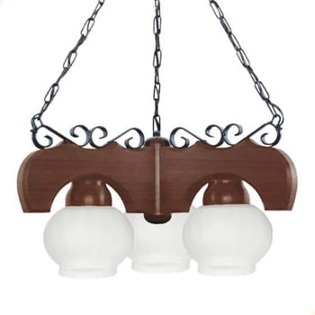 Lustre Muller Canga 3 Lâmpadas Envelhecido 403E