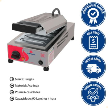 Máquina Elétrica de Crepe Suiço Palito Progás PRK-06 Style 6 Cavidades 220V P29002