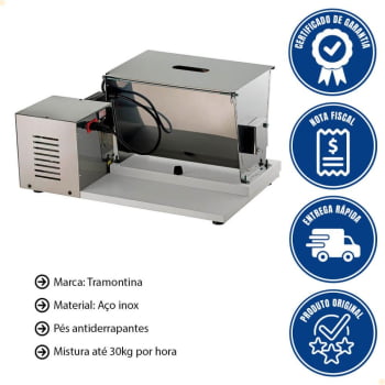 Misturador de Carne Industrial Malta Elétrica 5kg Aço Inox Misturadeira Bivolt 3101070