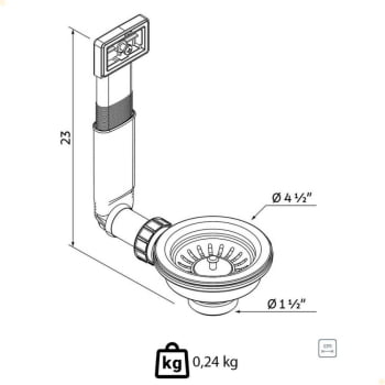 Válvula Tramontina 4 1/2" com Escape em Aço Inox Polido e Polipropileno para Pias e Cubas 94510033