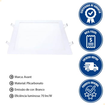 Painel Quadrado LED Branco Frio 24W 6500K Avant de Embutir Bivolt 30x30 - cód 858131374