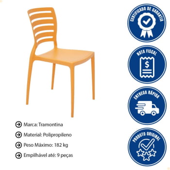 Kit 4 Cadeiras Tramontina Sofia Laranja sem Braços com Encosto Vazado Horizontal 92237090