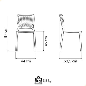 Kit 4 Cadeiras Tramontina Safira em Polipropileno e Fibra de Vidro Grafite 92048007