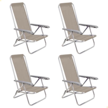 Kit 04 Cadeiras de Praia Reclin. Tramontina Bali Baixa Alumínio c/ Assento Camurça 92900105 Kit 04 Cadeiras de Praia Reclin. Tramontina Bali Baixa Alumínio c/ Assento Camurça 92900105