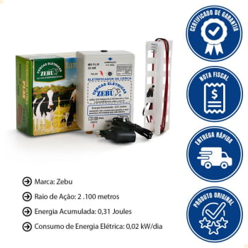 Eletrifcador de Cerca Zebu Pilha e Luz PL35 28070