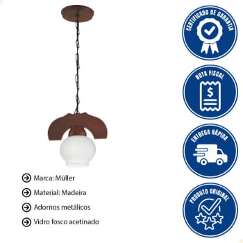 Pendente Muller Canga 1 Lâmpada Envelhecido 301E