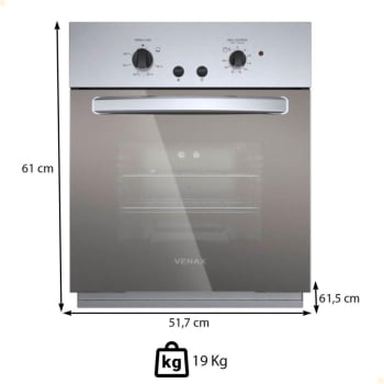 Forno de Embutir Venax á Gás 50L Cristallo GIII GLP 127V 26014