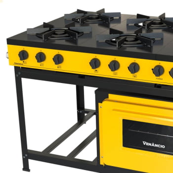Fogão Industrial Venâncio a Gás Bravo 6 Bocas com Forno Amarelo BR6BFAM
