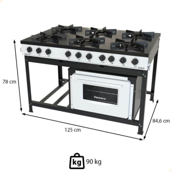 Fogão Industrial Venâncio a Gás Bravo 6 Bocas com Forno Branco BR6BFBR