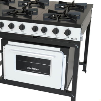 Fogão Industrial Venâncio a Gás Bravo 6 Bocas com Forno Branco BR6BFBR