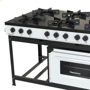 Fogão Industrial Venâncio a Gás Bravo 6 Bocas com Forno Branco BR6BFBR