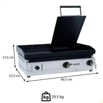 Chapa Bifeteira Venâncio a Gás 65cm Deguste Luxo 4,76mm de Espessura Com Prensa C65P