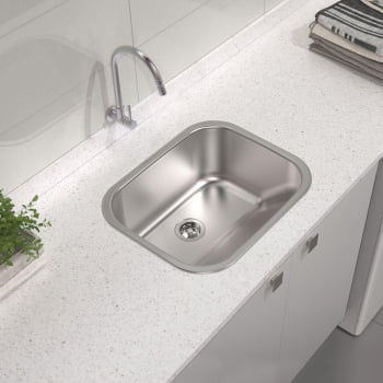 Cuba Tramontina Prime em Aço Inox Acetinado 56x34 cm com Válvula e Tanque Acetinado e Sifão 94024102