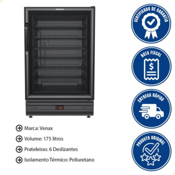 Adega Venax 175L Para 48 Garrafas Preto Fosco 127V 7845