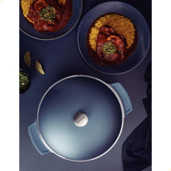 Caçarola Tramontina Lyon Em Alumínio Revestimento Starflon Azul 30 cm 6,8L 20960830