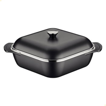 Caçarola Quadrada Tramontina Lyon Em Alumínio Revestimento Starflon Preto Com Tampa 28 cm 5,5L