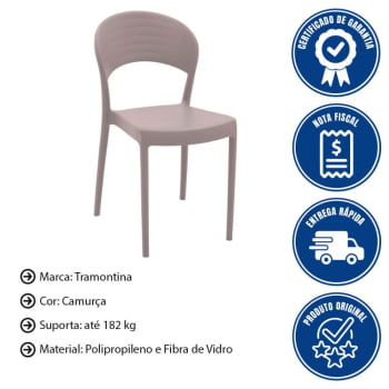 Kit 6 Cadeiras Tramontina Sissi Em Polipropileno e Fibra De Vidro Fechada Camurça 92046421