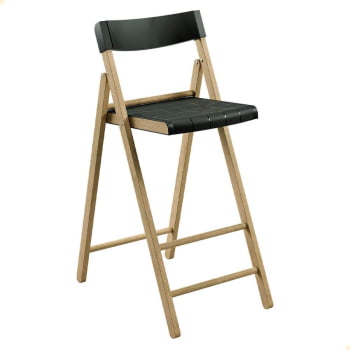 Banqueta Dobrável Alta com Encosto Tramontina Potenza Preto Madeira Tauari Natural 13700380 Banqueta Dobrável Alta com Encosto Tramontina Potenza Preto Madeira Tauari Natural 13700380
