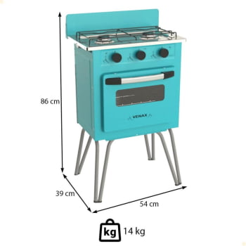 Fogão a Gás Venax Gemini 2 Queimadores Vetro Verde Turquesa GLP 7510