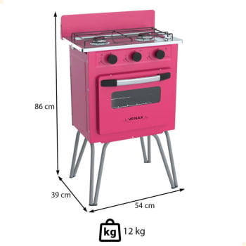 Fogão a Gás Venax Gemini 2 Queimadores Vetro Pink GLP 24128