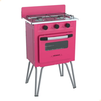 Fogão a Gás Venax Gemini 2 Queimadores Vetro Pink GLP 24128