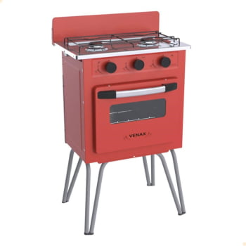 Fogão a Gás Venax Gemini Vetro 2 Queimadores Vermelho GLP 7511