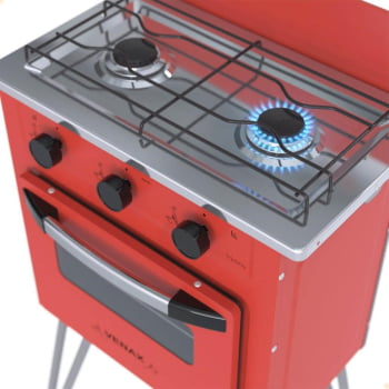 Fogão a Gás Venax Gemini Vetro 2 Queimadores Vermelho GLP 7511