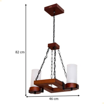 Lustre Muller Country Retangular 2 Lâmpadas Envelhecido 1202E