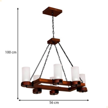 Lustre Muller Country Retangular 6 Lâmpadas Envelhecido 1206E
