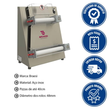 Modeladora de Pizza Braesi BMPZ-40 40cm Bivolt 60Hz Aço Inox B18101