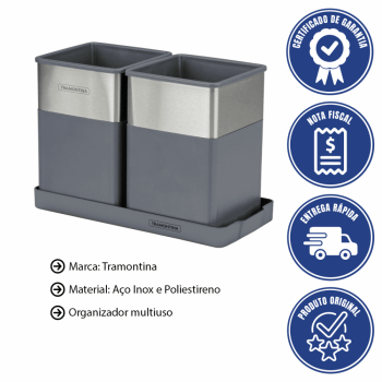 Organizador Multiuso Tramontina Em Aço Inox e Poliestireno Simétrico 61538140