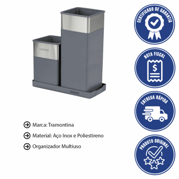 Organizador Multiuso Tramontina Em Aço Inox e Poliestireno Assimétrico 61538150