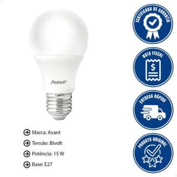 Kit 10 Lâmpadas Pera LED (A60) 15w HE1350 Avant Base E27 Bivolt BR6500K - CÓD 276151370