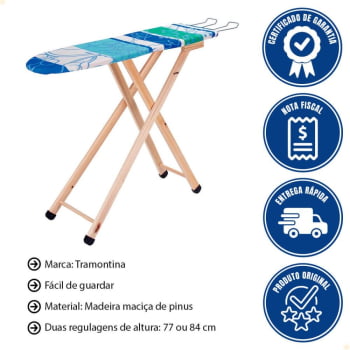Mesa de Passar Tramontina Modelo Compact com Revestimento no Tampo e Porta Ferro 91750130