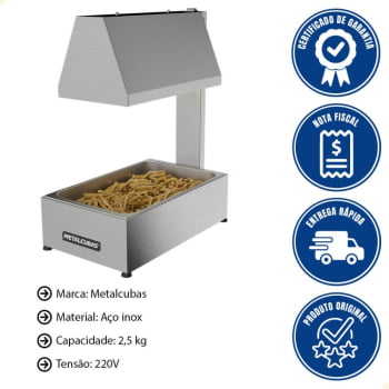 Conservador De Fritura Elétrico Metalcubas Em Inox 2,5KG 220V MCF01CG