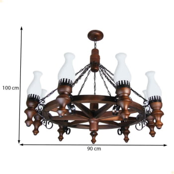 Lustre Muller Roda Carroça 9 Lâmpadas Envelhecido 909E
