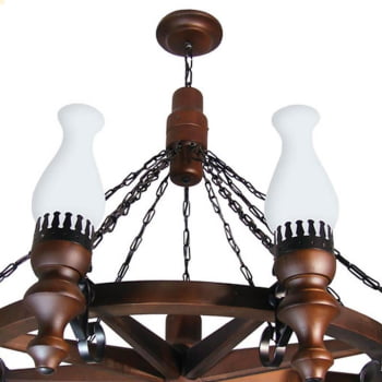 Lustre Muller Roda Carroça 9 Lâmpadas Envelhecido 909E