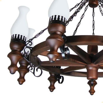 Lustre Muller Roda Carroça 9 Lâmpadas Envelhecido 909E