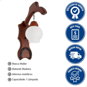Arandela Muller Sela de Cavalo 1 Lâmpada Envelhecido 930E