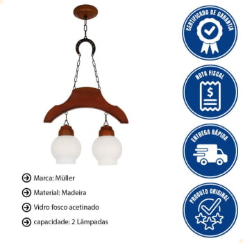 Pendente Muller Sela de Cavalo  2 Lâmpadas Envelhecido 932E