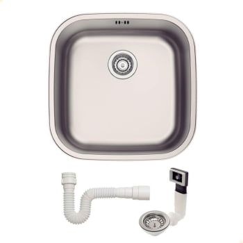 Cuba de Embutir ou Sobrepor Tramontina Aria Maxi 40 BS Em Inox Acetinado 40x40 cm Com Sifão 94029103 Cuba de Embutir ou Sobrepor Tramontina Aria Maxi 40 BS Em Inox Acetinado 40x40 cm Com Sifão 94029103