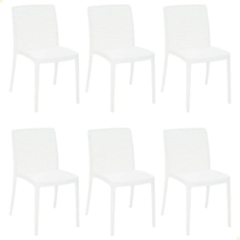Kit 6 Cadeiras Tramontina Isabelle em Polipropileno e Fibra de Vidro Branco 92150010  Kit 6 Cadeiras Tramontina Isabelle em Polipropileno e Fibra de Vidro Branco 92150010