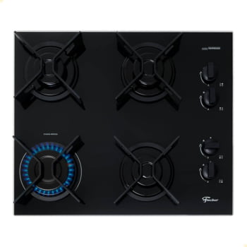 Cooktop Fit Line Fischer 4 Bocas Chama Rapida Trempe Iron Vidro Preto Bivolt 36310-102671