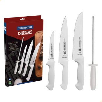 Jogo de Facas para Churrasco Tramontina em Aço Inox com Cabo Polipropileno 4 Peças 24699825