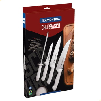 Jogo de Facas para Churrasco Tramontina em Aço Inox com Cabo Polipropileno 4 Peças 24699825
