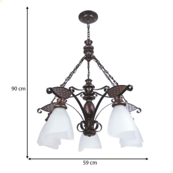 Lustre Muller Rústico 5 Lâmpadas Envelhecido 505E