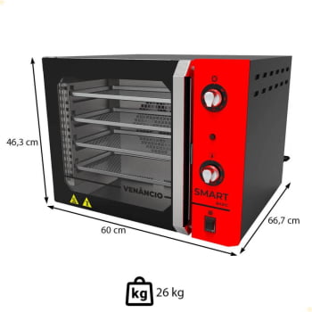Forno Industrial Convector Venâncio Elétrico Smart Basic Vermelho 4 Esteiras 220v Com Cavalete